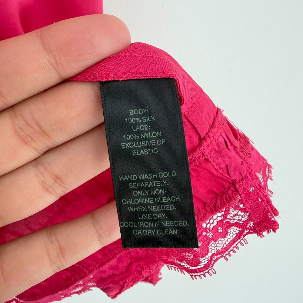 Y2K White House Black Market Silk Cami Top Medium Pink Babydoll Lace Coquette - Picture 12 of 15